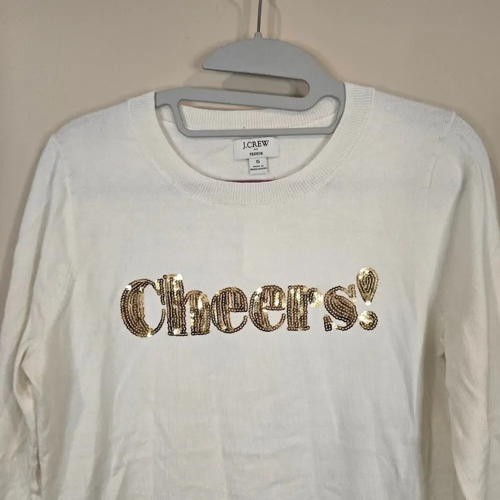 NEW NWT J.Crew Cream Teddie Crewneck Sweater Sequin 